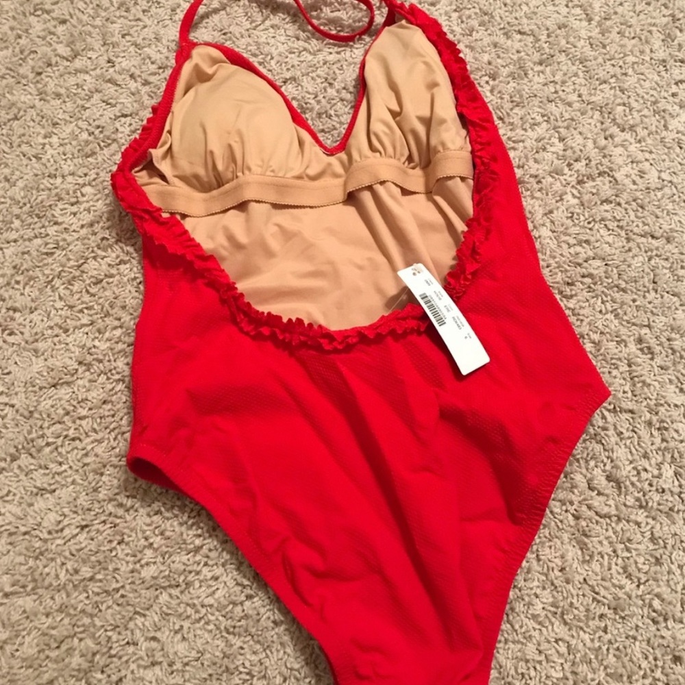 Ruffle Halter One-piece Swimsuit Pique Nylon - Picture 7 of 9